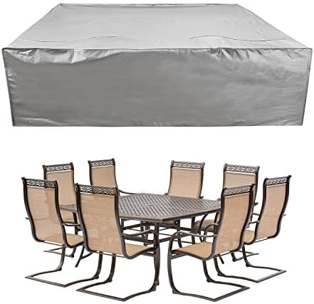 COVERKING CLUB 98" L x 98" W x 28" H Patio Furniture Set Covers Outdoor Table and Chair Covers Water Resistant Heavy Duty, Grey