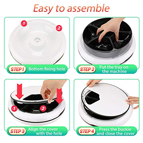 Pet Automatic Feeder Cats Dogs, Food Dispenser Timed Feed Bowl, 5 Meal Trays Dry Wet,Voice Recorder,LCD Smart Programmable Self Container Digital Clock, Portion Control (Auto Feeder)