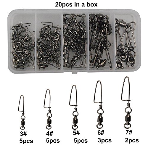 Easy-Catch-10-30-Pack-High-strength-Fishing-Ball-Bearing-Swivel-with-Coastlock-Snap-Strong-Welded-Ring-for-Saltwater-Fishing-18Lb-to-440Lb-100-CopperStainless-Steel-with-Black-Nickle-Coated