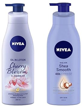 Nivea Oil In Lotion, Cherry Blossom And Jojoba Oil, 200Ml And Nivea Body Milk, Shea Smooth, 400Ml
