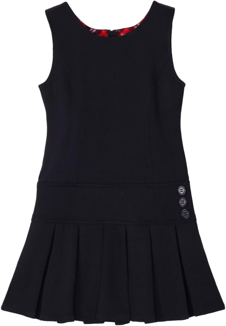 Bienzoe Girl's Stretchy Durable Teflon School Uniforms Pleated Jumper Dress