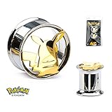 Pokemon Pikachu Cut-Out 316L Stainless Steel Double Flared Tunnel Plug (Sold as Pair)
