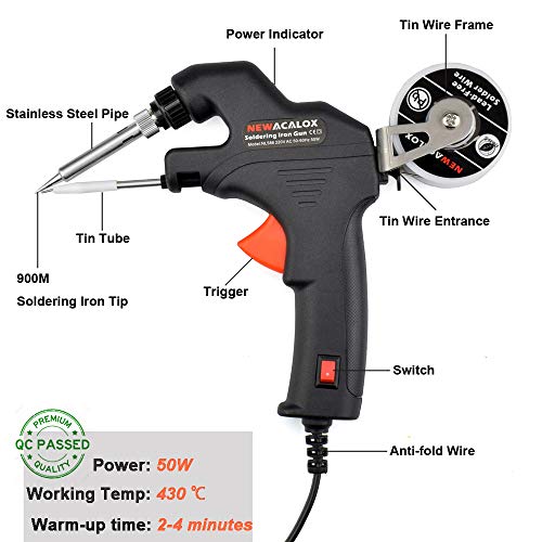 NEWACALOX Soldering Gun Kit, Automatic Solder Iron Set with Desoldering