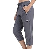 VAYAGER Sports Women's Outdoor Hiking Capri Pants Loose-Fit Lightweight with Zipper Pockets