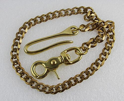 WellieSTR 1 Piece Solid brass EMO Biker Trucker Pants Fob Keychain Key Jean Wallet Chain W/ Hook,Collectable Vintage Solid brass Pants Fob Wallet Chain
