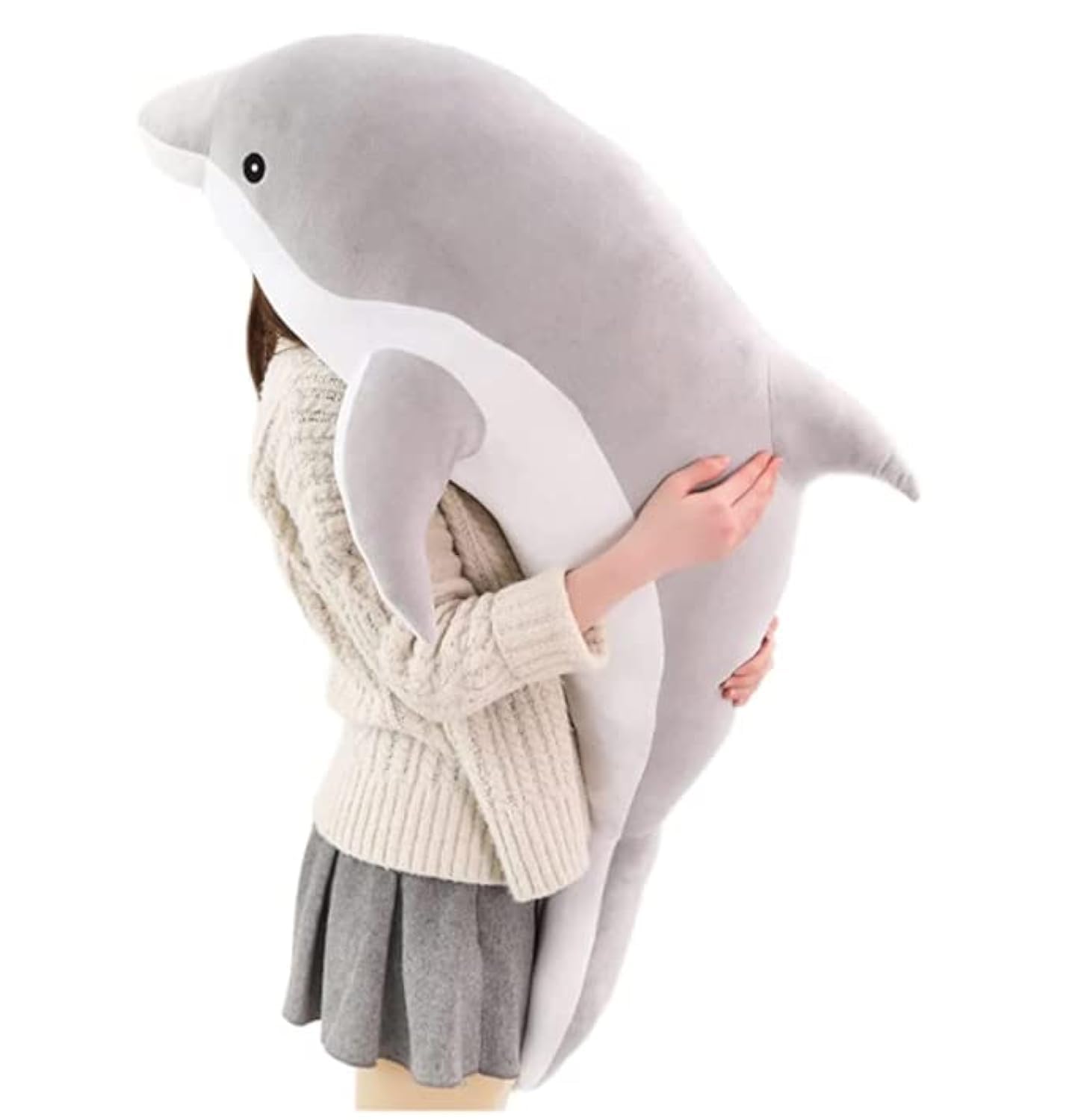Kekeso Dolphin Plush Toys Lovely Stuffed Soft Animal Hugging Pillow Dolphin Dolls for Children Girls Sleeping Cushion Gift (120cm/47.24inch, Gray)