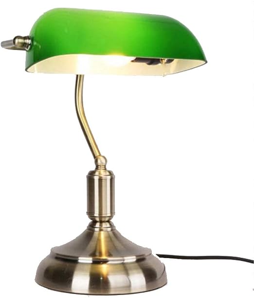 MICOKY Tisch Lampe Retro Banker Tischlampe mit Glasschirm
