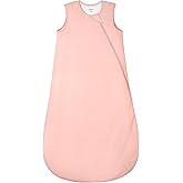 Supersoft Rayon Made from Bamboo Sleep Sack 6-12 Months 1.0 Tog Toddler Sleep Sack Baby Wearable Blanket with 2-Way Zipper Unisex Sleeping Bag for Babies All-year-around - Pink