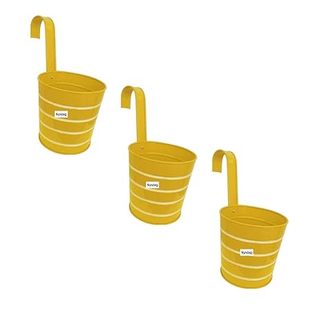 Kraftsplanet Set of Three Railing Metal planters for Garden and Balcony Decor