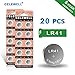 【5-Year Warranty】 CELEWELL LR41 AG3 192 392 Battery LR41 Button Cell Batteries (20 Pack) primary