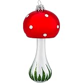 Vintage Handcrafted Glass Mushroom Christmas Ornament - Polish Redcap Toadstool for Christmas Tree Decor, Gift for Mushroom Lovers