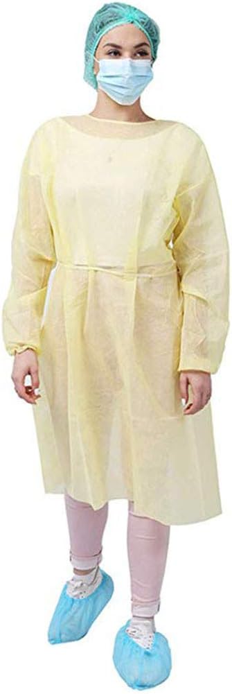 SHUDAGE Isolation Gowns, 1/10/50PC Disposable Gowns,Bule Protective Gowns, Examination Gowns, Knit Cuff Non Woven, Fluid Resistant,one Size fits All (50pc)
