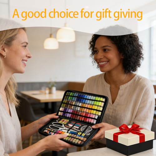 Premium Sewing Kit, 66 Colors Sewing Set for Adults, 305 Pieces Professional Sewing Accessories with Needles, Thread, Scissors, Buttons and a Lot, Suitable for Beginners, Travel, Home, School, Emergency