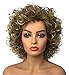 Wiginway Women Short Curly Heat Resistant Synthetic Hair Wigs Big Curly Dark Blonde Fashion Wigs 8 Inch
