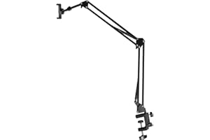 GALPADA Adjustable Desktop Cell Phone Holder Stand with 360° Rotation Metal Clamp, Foldable Office Table