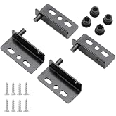 4Pcs Pivot Hinges with Bushing, Heavy Duty Concealed Shaft Door Hinges, for Wood Doors, Cabinets, Drawers, Furniture, Showcase, Wardrobe, etc, Black