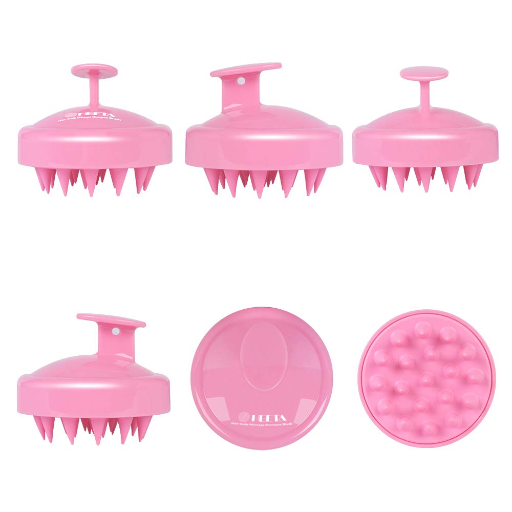 2-Pack Hair Scalp Massager Shampoo Brush, Heeta Wet and Dry Hair Scalp Brush with Soft Silicone (Rose Pink & Green) : Beauty