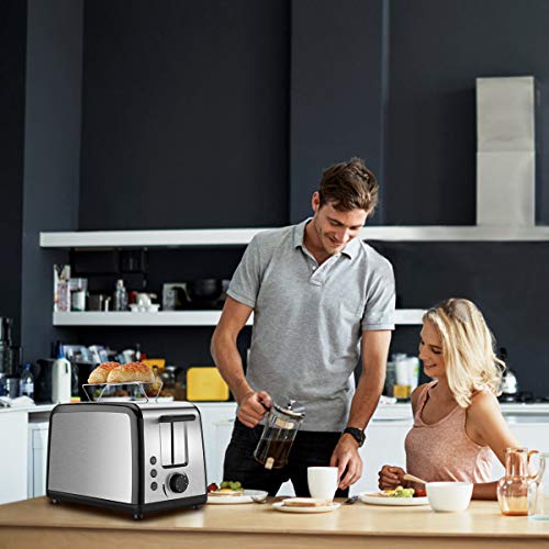 Toaster 2 Slice, Compact Brushed Stainless Steel Toasters 2 Slice Best Rated Prime with Warmly