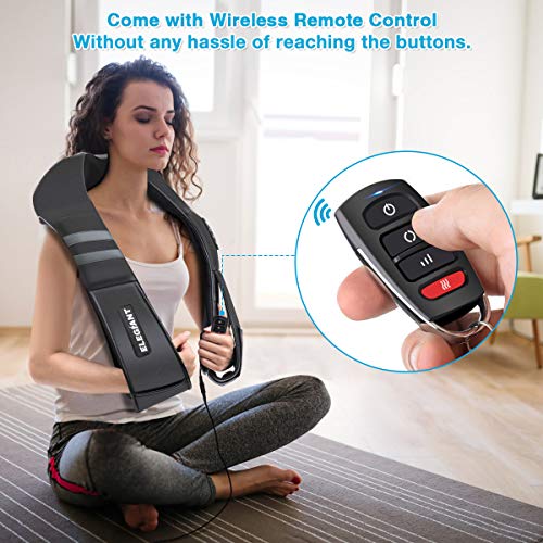 2019 New ELEGIANT Shiatsu Neck and Back Massager Wireless Remote Control-Inside The Small Pocket of The Massager, Electric Shoulder Massage with 3D Kneading Massage for Muscles Pain Relief Relaxation