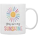 QASHWEY You Are My Sunshine Colorful Sunshine Coffee Mugs Mug, Inspirational Gifts for Women Girls Kids Wife Her Sister Mom Girlfriend, Birthday Gift Double Side Printed Ceramic Mug Cup 11 Ounce