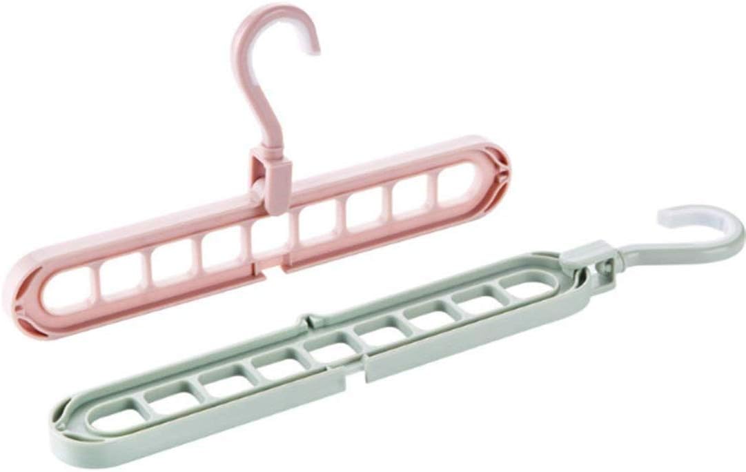 Hojo Magic Clothes Hanger Space Saver Smart Closet Organizer Wardrobe Multifunctional Clothing Cascading Hanger 360º Rotatable Hook with 9 Slots Multicolor Set of 2