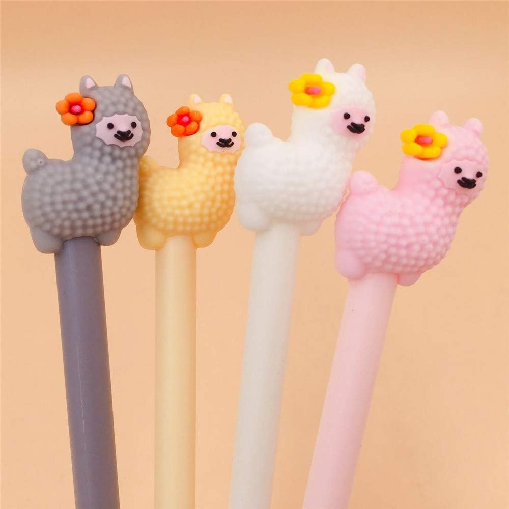 Cntqiang12 Pcs Cartoon Animal Alpaca Llama Gel Pen Neutral Pens For School Writing Office Supplies Kids Stationery Gift (A)