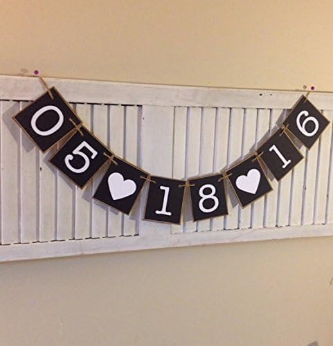 Wedding Anniversary Birthday Special Date Banner Black and White Wedding Banner Sign Garland Bunting Adorable Photo Prop