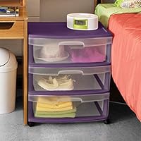 Amazon Com Sterilite 3 Drawer Wide Cart Plastic Storage Rolling