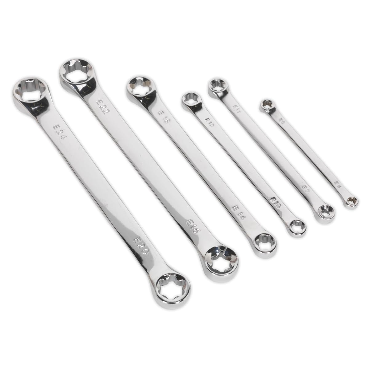 Sealey Siegen S01107 6pc TRX-Star* Double End Spanner Set, Silver