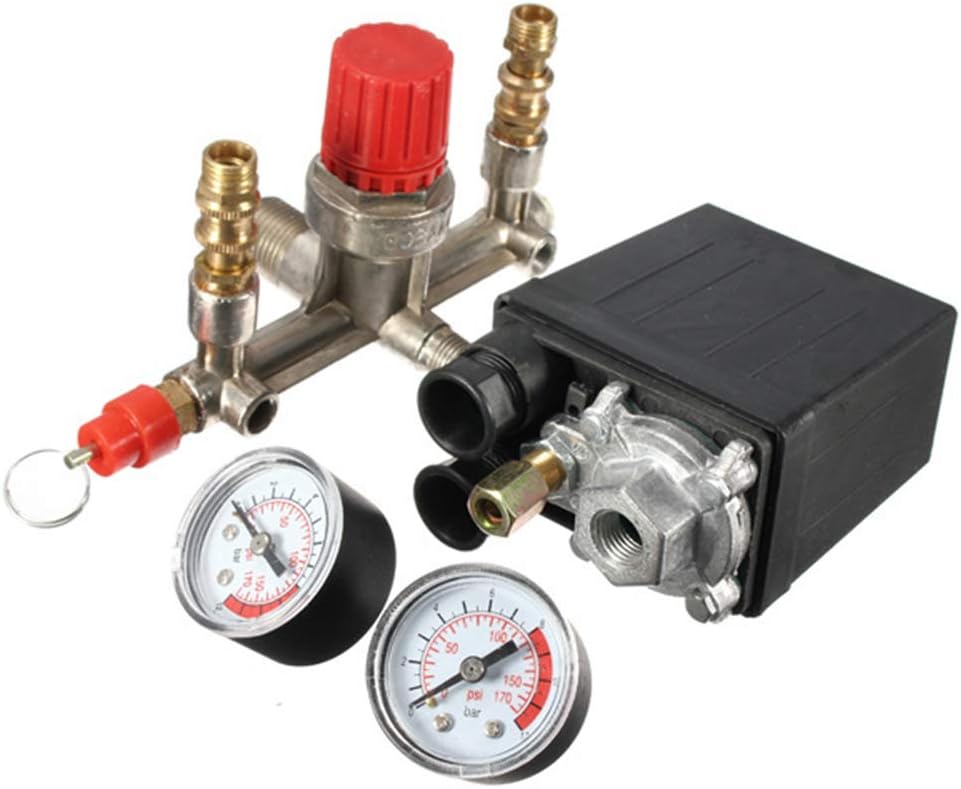 Pressure Meter, KKmoon 125 PSI 12 Bar Small Air Compressor Pressure