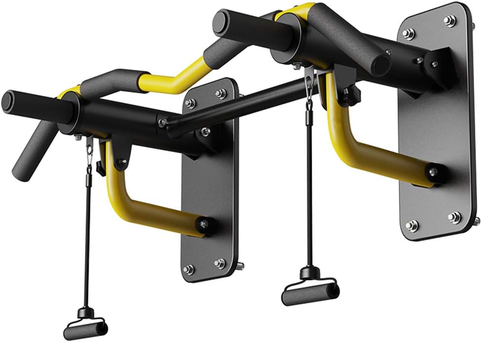 Wall Mounted Pull Up Bar, Multifunctional Chin -Up Bar Foldable Pull Up Bar Workout Power Tower with Latex Pull Rope for Indoor Home Gym