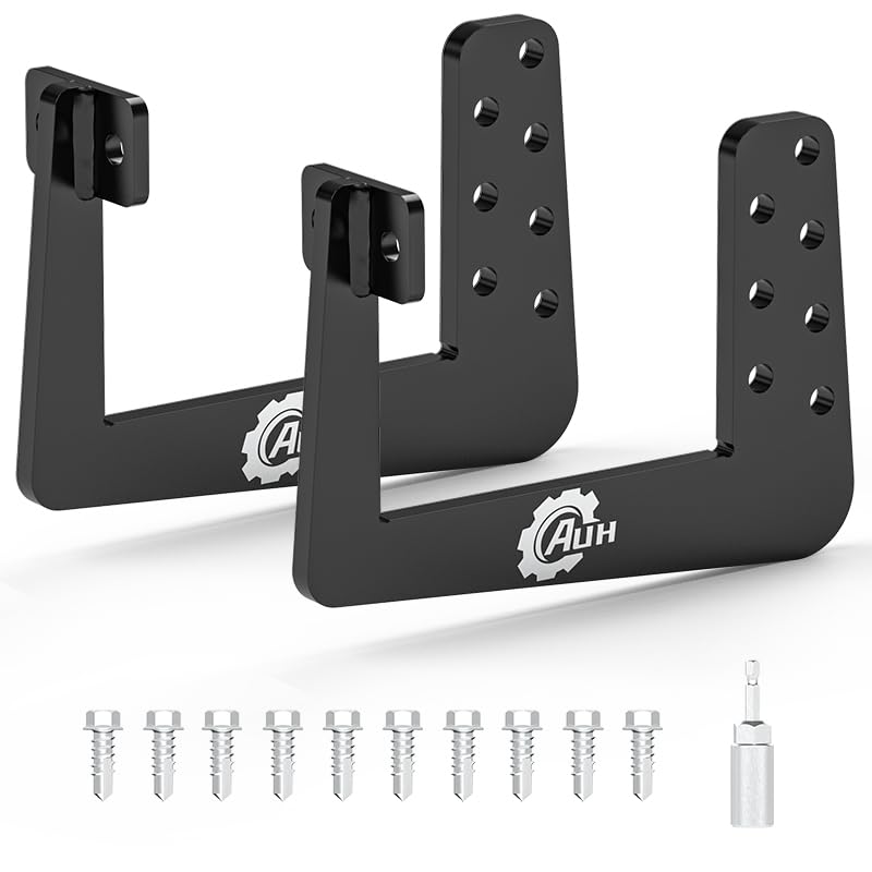 Photo 1 of RV Bumper Brackets for Reinforcing RV Bumper Rack, Fits 4-Inch to 4.5-Inch Square Bumpers, 2 PCS Heavy Duty Universal Support Bracket with Drill Bits, Black Powder Coated