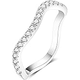 IMOLOVE Moissanite Wedding Bands for Women, Simple Trendy 0.3 Carat Silver Eternity Wedding Band Fashion Moissanite Stackable Rings for Women with 18K White Gold Plated Size 5-11