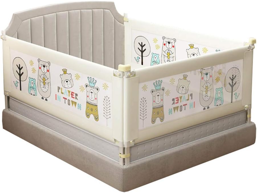 Baby Bed Fence, Can Raise And Lower Kids Bed Rail, Including 3Sided