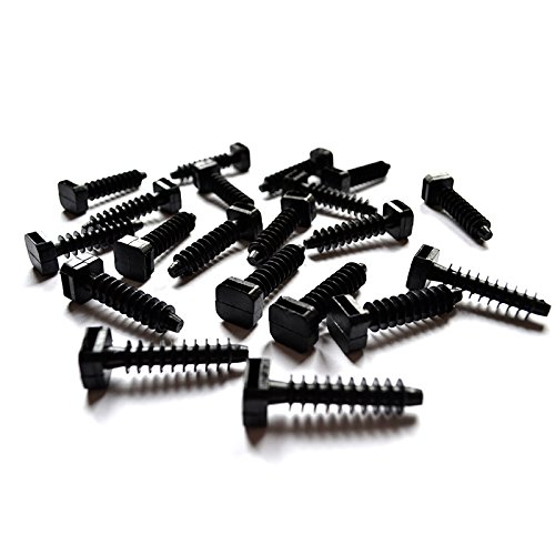 Gocableties 100 Pack of Black Cable Tie Masonry Screw Mounts, Up to 9mm Cable Ties, Premium Fixing Plugs