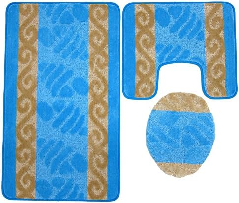 MEGA OVERSIZED JULIA 3 PIECE MAT, CONTOUR, LID RUG SET, TURQUOISE