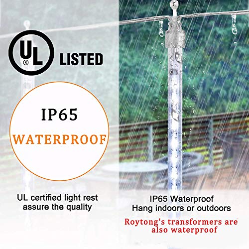 Roytong LED Meteor Shower Rain Lights 50cm 10tubes 540LED Falling Rain Drop Light Waterproof