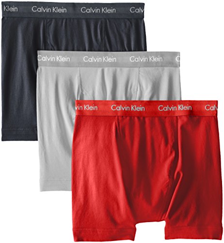 Calvin Klein Men's Cotton Stretch 3 Pack Boxer Briefs, Robin/Windy/Mistral, Medium