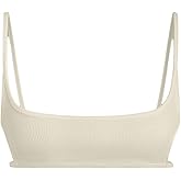 Verdusa Women's Cut Out Backless Square Neck Spaghetti Strap Ribbed Mini Bralette Cropped Cami Top