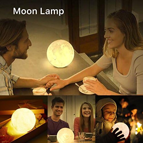 Moon 3D Night Light,Cozy Moon Lamp Lunar USB Charging Bedroom Dim light Brightness Adjustable Table Light for Home Decoration (Diameter 3.9 Inch)