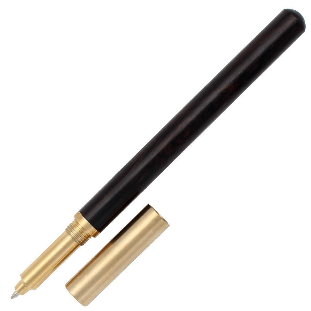 Gullor Creative Wooden Rollerball Pen with Brass Pen Cap (WR-A2861), Black