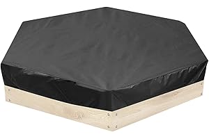 Sandbox Cover, Hexagon Sandbox Cover Waterproof for Outdoor Kids Play Sand Pit with Windproof Hooks, 190T Silver-Coated Fabri
