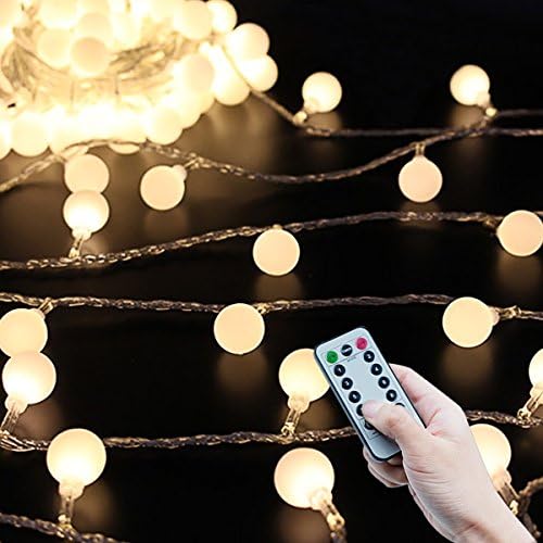 50 Leds 16 Feet Globe LED String Lights with Remote Control Timer Battery Operated Indoor Outdoor Decorative Lights for Bedroom,Patio,Dorm Room,Wedding,Christmas Party (16ft string lights with remote)