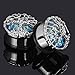 Longbeauty 1Pair Stainless Steel Opal Tree Single Flare with O-Ring Ear Tunnels Expander Plugs Stretcher Gauge 00g-1