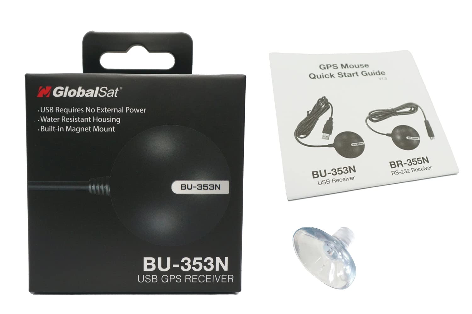 GlobalSat BU-353N USB GPS Receiver, Black Made in Taiwan