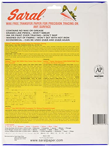 Saral Wax Free Transfer Paper Sampler Includes 1 Each of White Graphite, Yellow, Blue and Red