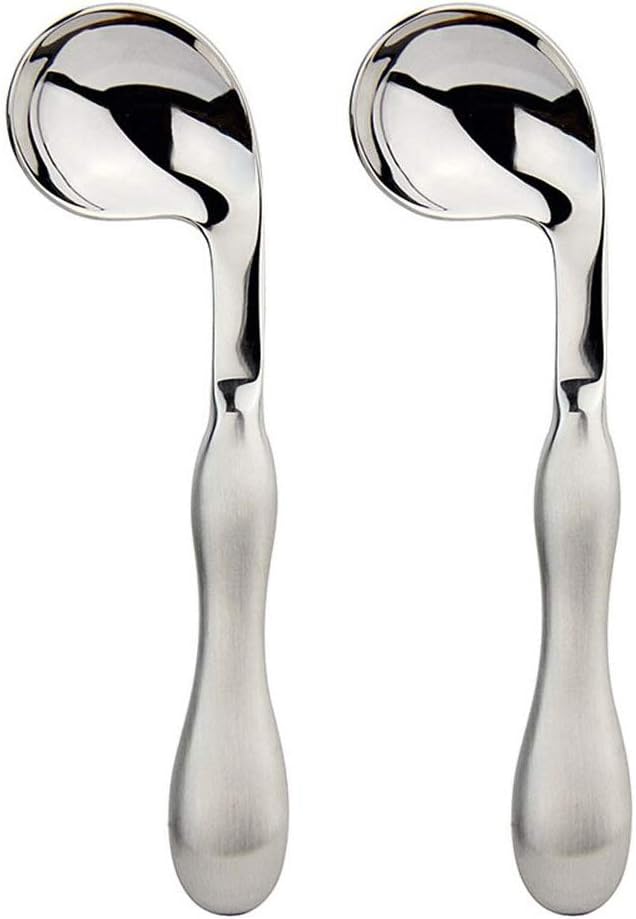 2pcs Stainless Steel Curved Utensils Right Handed Angled Spoon Adaptive