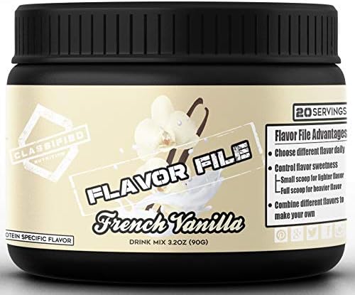 French Vanilla Powder Instant Flavored Drink Mix - 20 Servings Of Sugar Free, Dairy Free & Zero Carbs Sweetener For Protein Shake Flavoring, Coffee & More. 5 Calories Per Serving, 4oz Flavor File