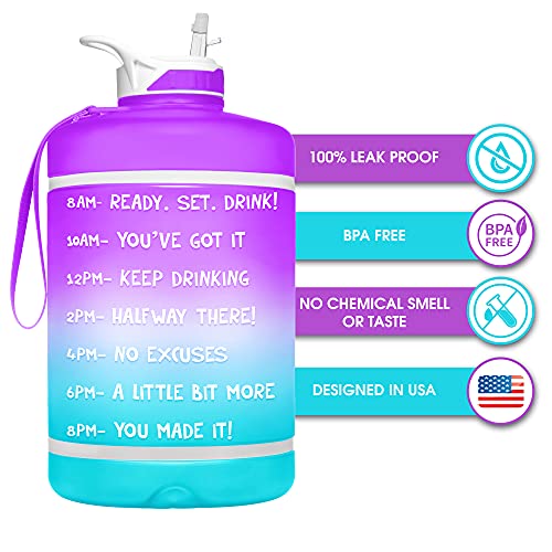 HydroMATE Gallon Water Bottle with Time Markers Motivational Reusable