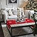 OurWarm Embroidered Christmas Table Runners with White Snowflake, Red Table Runner Table Linens for Christmas Table Decorations 16x72 Inch
